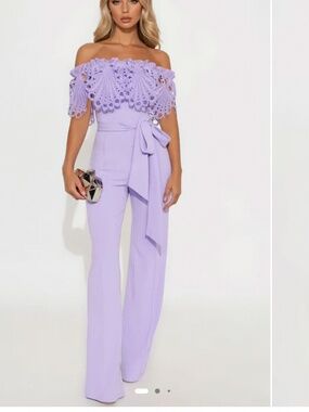 New Nidia Crepe Wide Leg Jumpsuit - Lavender
